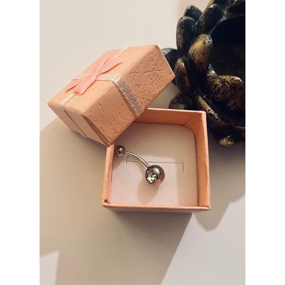 BLING WHITE SAPPHIRE SILVER BELLY RING